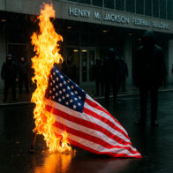 Seattle protests end with flag burning in front of federal building | De Último Minuto English