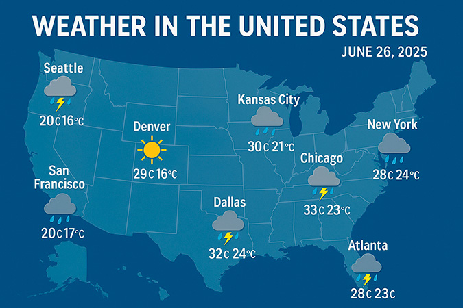 Weather forecast in major US cities today, June 26, 2025 | De Último Minuto English