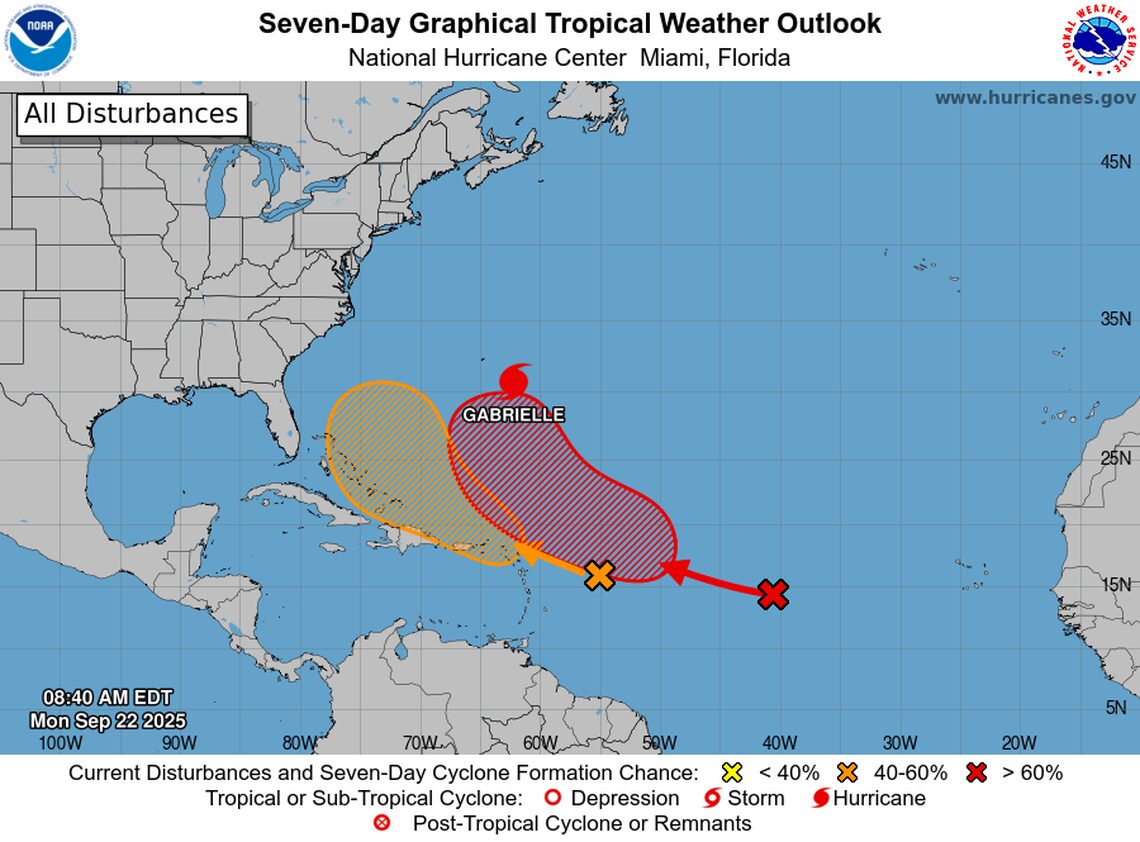 Hurricane Gabrielle reaches category 3 and generates surf warnings on the US East Coast and Bermuda | De Último Minuto English