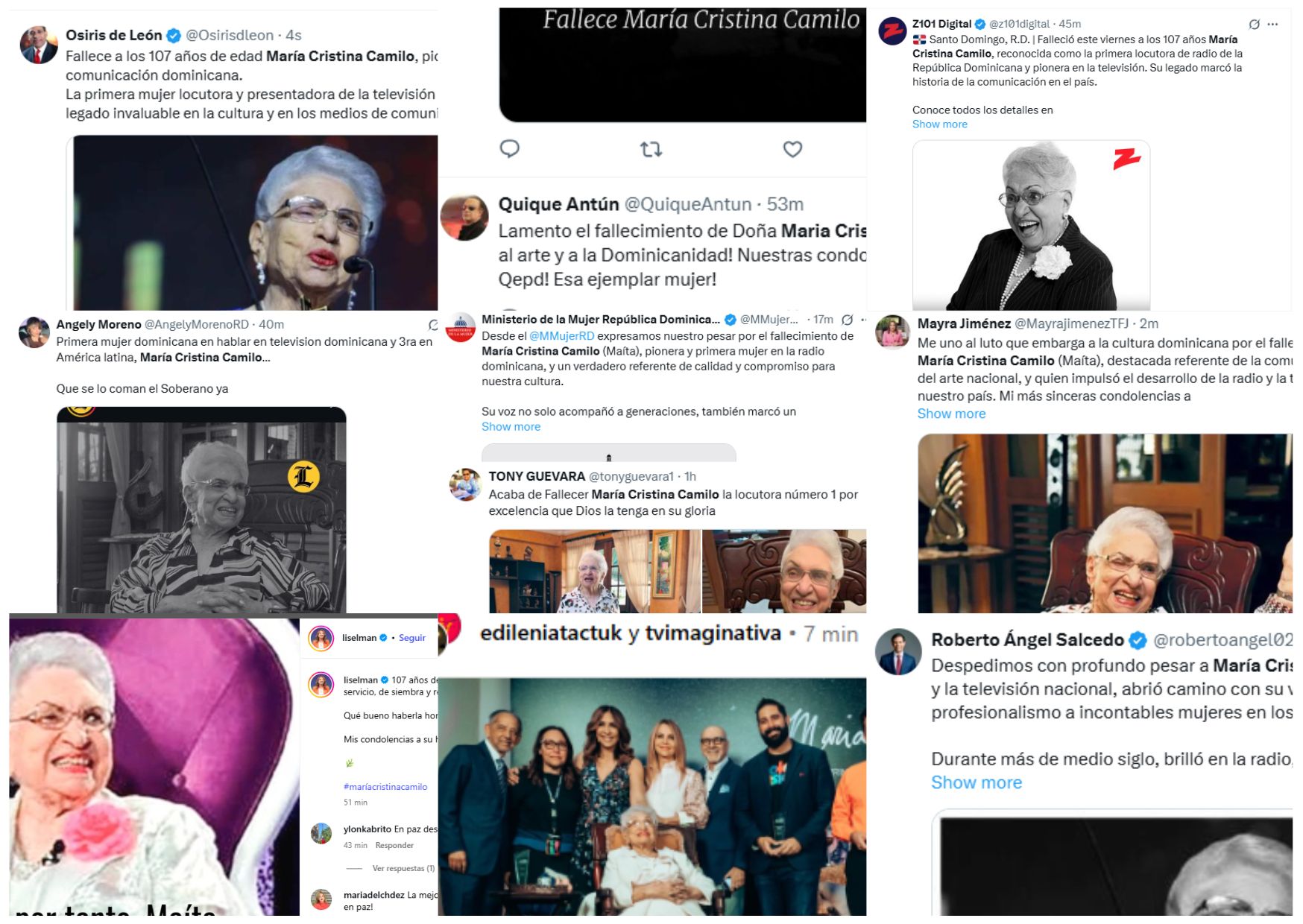 Personalities and institutions mourn the death of María Cristina Camilo "Maíta", a pioneer of Dominican broadcasting | De Último Minuto English