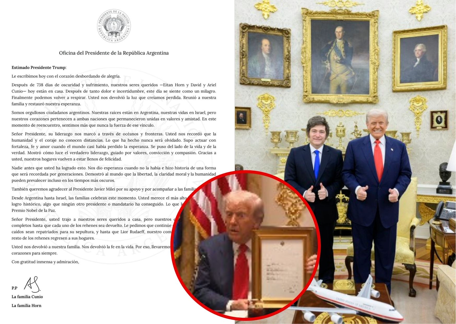 Milei gave Trump a letter from grateful Argentine families for the release of hostages | De Último Minuto English