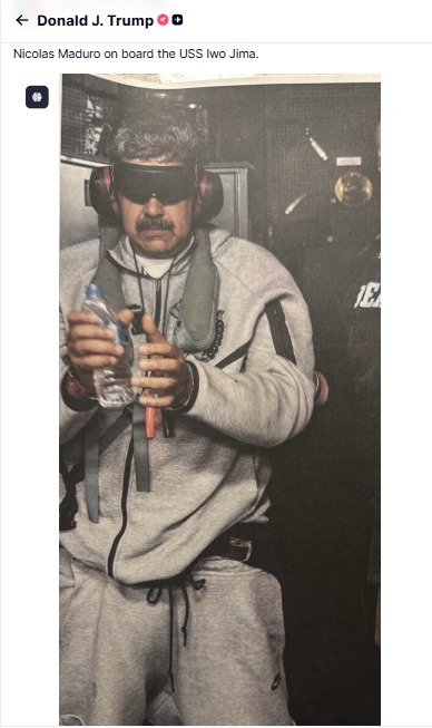 Trump publishes the first photo of Maduro on board a US ship | De Último Minuto English