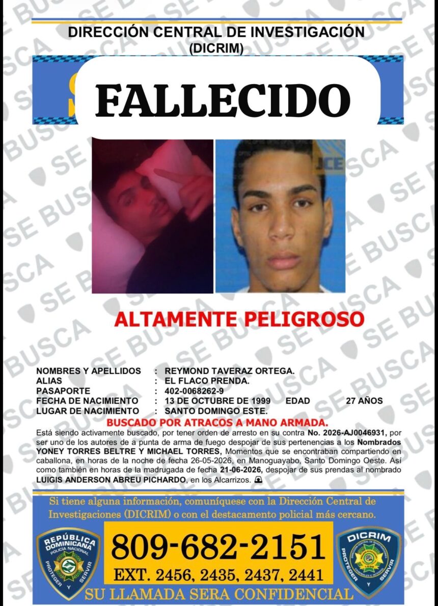 "Police report that “Flaco Prenda” dies while confronting DICRIM patrols during a search operation in San Isidro, SDE" | De Último Minuto English