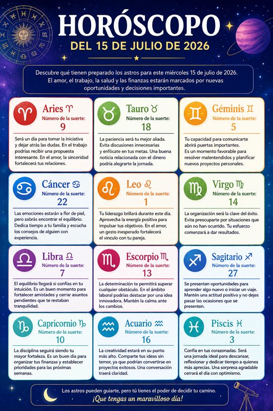 Horoscope for July 15, 2026 | De Último Minuto English