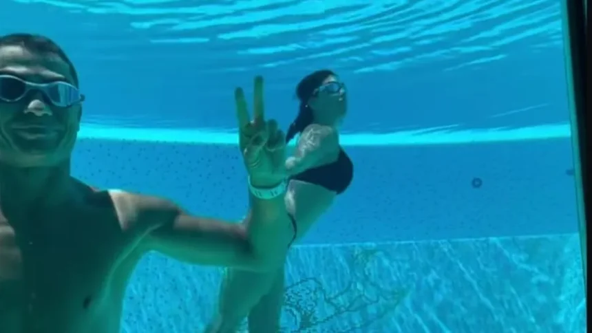 Georgina Rodríguez shares underwater video with Cristiano Ronaldo during family vacation