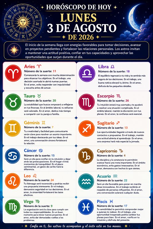 Horoscope for August 03, 2026 | De Último Minuto English