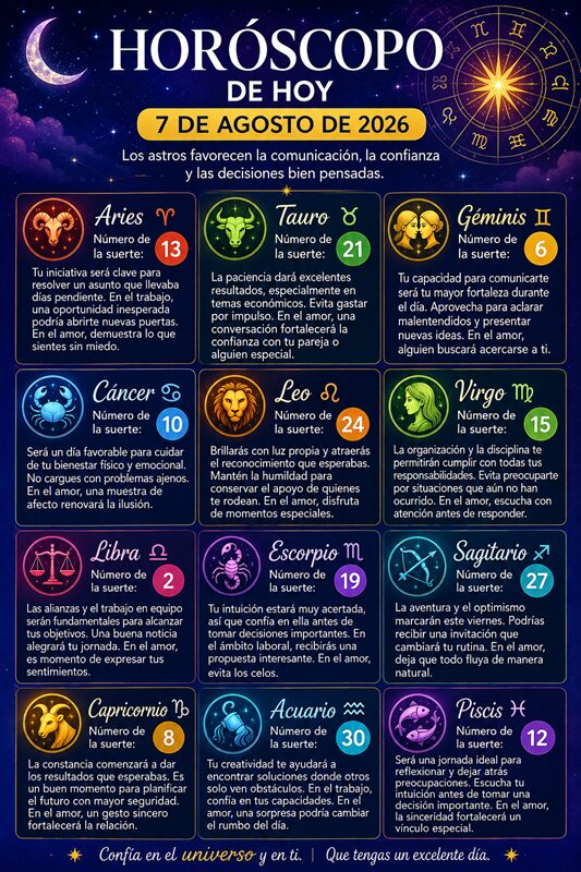 Horoscope for August 7, 2026 | De Último Minuto English