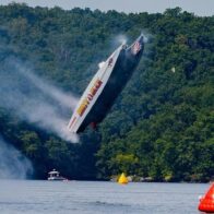 High-speed boat goes airborne at more than 320 km/h and flips several times