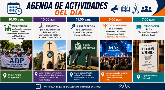 Agenda for the day: Thursday, August 20, 2026 | De Último Minuto English