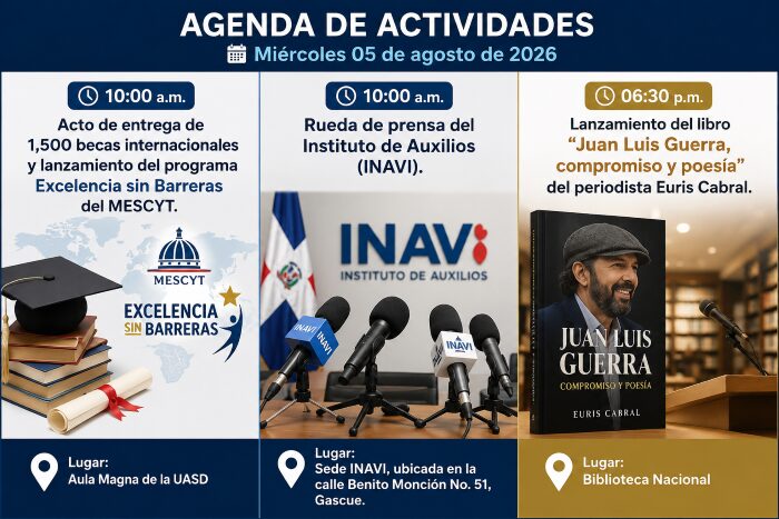 Agenda for the day: Thursday, August 6, 2026 | De Último Minuto English
