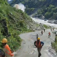 Worker films moment he escapes deadly Nepal floods
