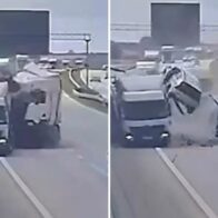 Truck collision sends car flying into the air in Poland | De Último Minuto English