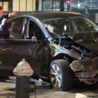 One woman dies after Tesla crashes into scaffolding in Midtown Manhattan