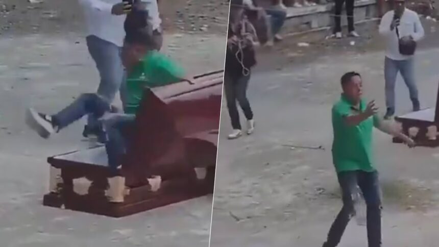 Mexican politician goes viral after arriving in a coffin for an “aura battle”