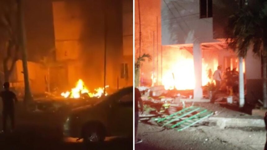 Car bomb explosion at police station in Colombia leaves one dead and 10 injured