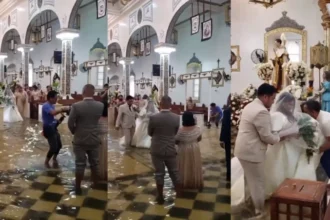 Couple gets married inside flooded church in the Philippines