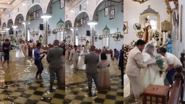 Couple gets married inside flooded church in the Philippines