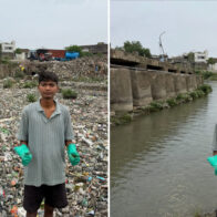 20-year-old Indian student goes viral after cleaning polluted river by himself