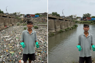 20-year-old Indian student goes viral after cleaning polluted river by himself