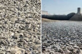 Extreme drought leaves thousands of dead fish exposed in Indonesian river