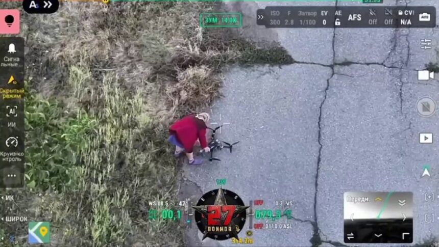 Elderly woman calmly disables explosive-laden drone in seconds in Zaporizhzhia
