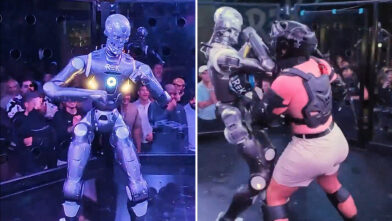 Brutal first-ever human vs. humanoid robot fight!