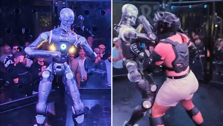 Brutal first-ever human vs. humanoid robot fight!