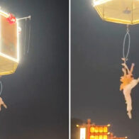 Chinese actress suffers dramatic fall during performance