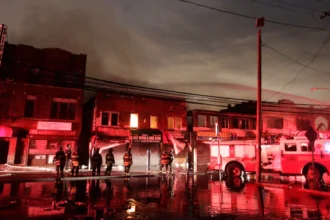 Five firefighters injured in fierce Brooklyn auto shop fire