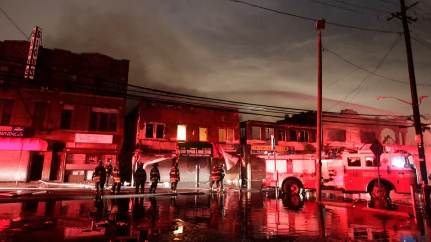 Five firefighters injured in fierce Brooklyn auto shop fire