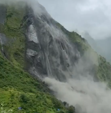 Landslide partially blocks river in Nepal, raising risk of flash floods