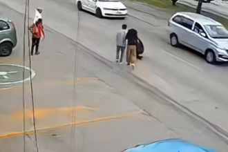 Store employee saves girl from being hit by car in Mexico
