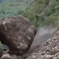 Massive rock crashes into bus after passengers escape in Nepal