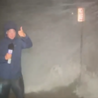 Powerful wave nearly knocks down FOX Weather reporter while covering Hurricane Lowell