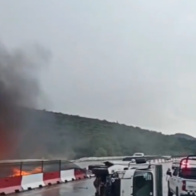 Crane crashes into barrier and catches fire in Mexico, leaving five injured