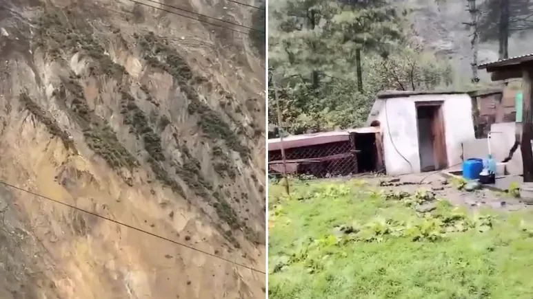 Mountain collapses into river in seconds as floods and landslides hit Nepal