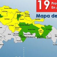 COE mantiene 11 provincias en alerta amarilla y 8 en alerta verde
