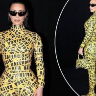 Kim Kardashian hace alarde de curvas con catsuit de Balenciaga hecho con cinta