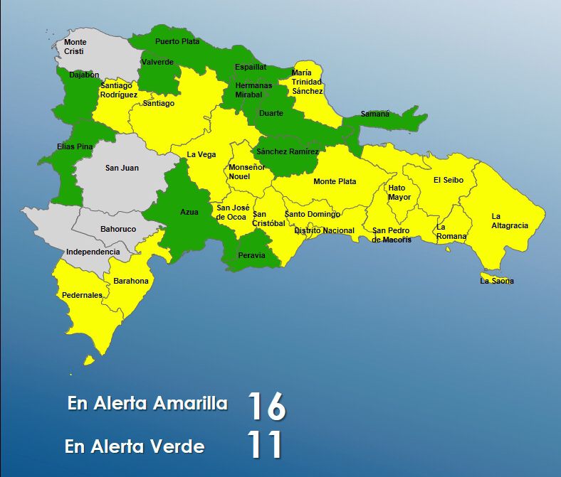 27 provincias continúan en alerta meteorológica por fuertes lluvias