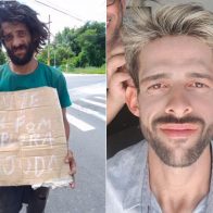 Un salón de belleza regala cambio radical a un vagabundo que pedía en la calle