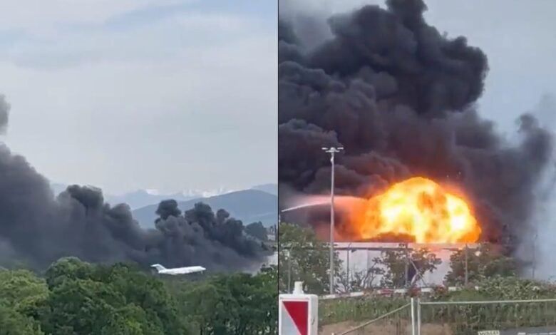 Reportan fuerte incendio en aeropuerto de Ginebra