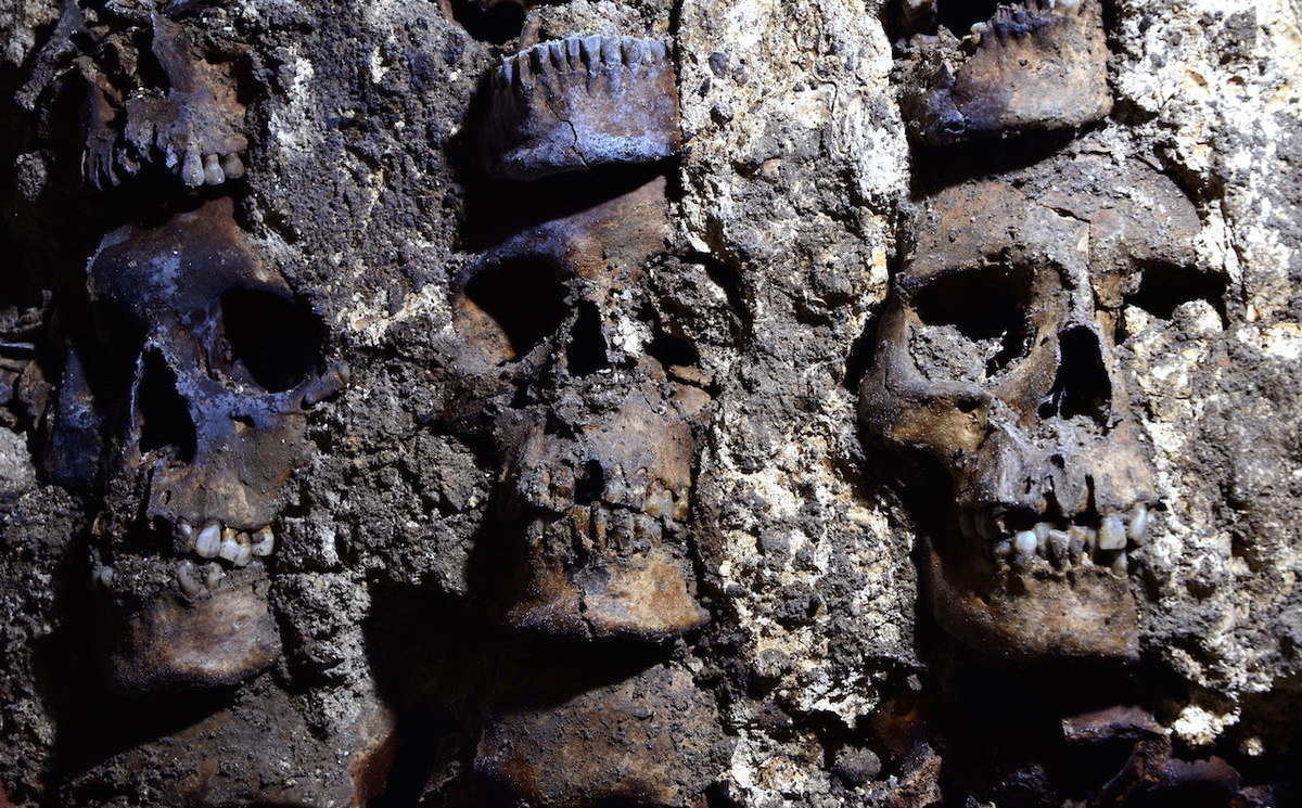 Descubren 150 cráneos de un posible altar maya en el sur de México