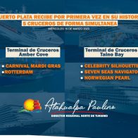 LLEGAN A PUERTO PLATA CINCO CRUCEROS DE FORMA SIMULTANEA POR PRIMERA VEZ