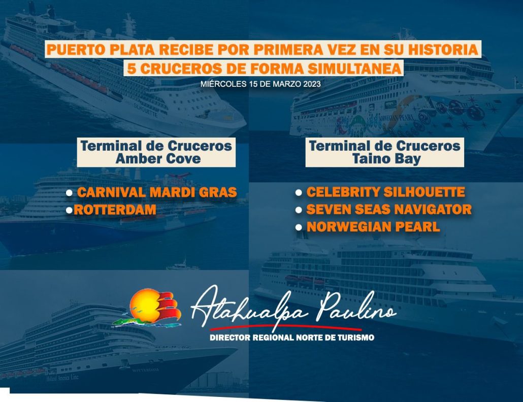 LLEGAN A PUERTO PLATA CINCO CRUCEROS DE FORMA SIMULTANEA POR PRIMERA VEZ