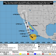 Hilary crece a huracán categoría 4 en Pacífico y se dirige a península de Baja California