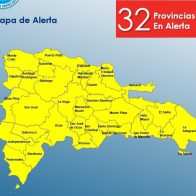 COE coloca 32 provincias en alerta amarilla tras salida de Tormenta Franklin