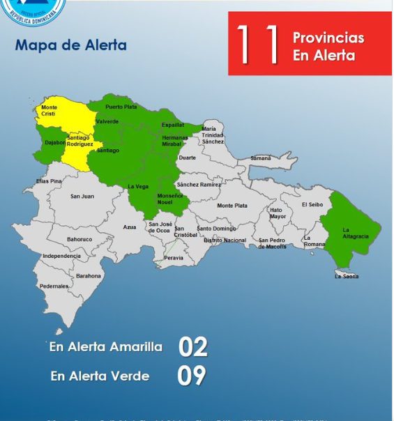 COE coloca once provincias en alerta ante incidencia de vaguada