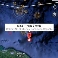 Se registra sismo de magnitud 3.2 al noreste de Miches