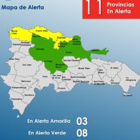 COE mantiene 03 provincias en alerta amarilla y 08 en verde