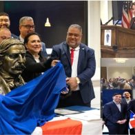 Gobernadora y legisladores dominicanos develan busto de Duarte en capitolio estatal de Massachusetts